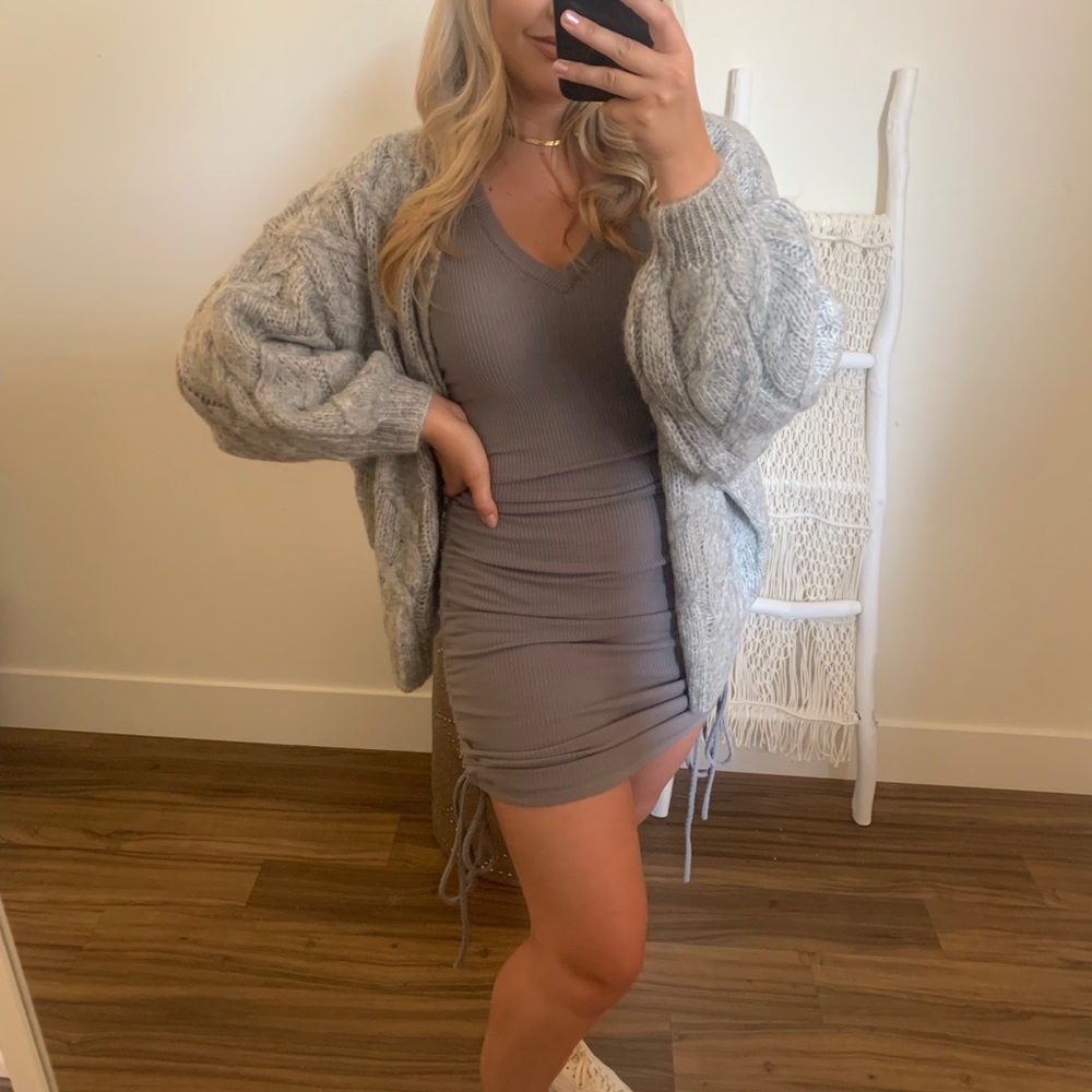 Lace up Dress - Grey